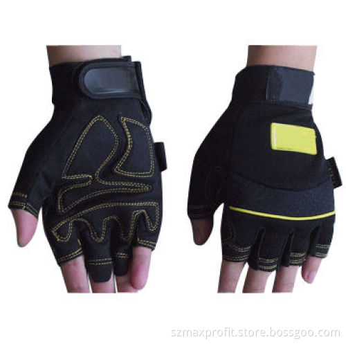 Fingerless Work Gloves, Adjustable Hook and Loop